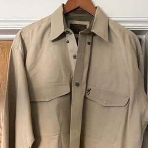 XL tan Browning long sleeve collar button up mens shirt - new no tags